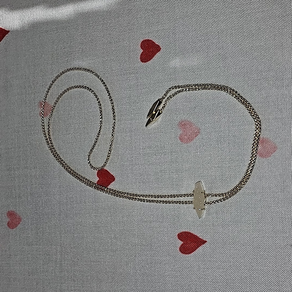 Karen Scott long gold necklace w sliding white sparkling stone - Picture 3 of 3